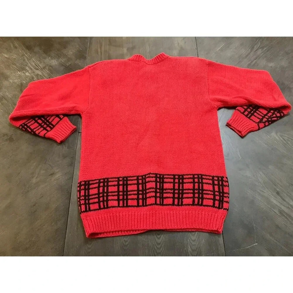 Vintage The Eagle's Eye Sweater Hand Knit Teacher School Cardigan Flowers SZ M - Picture 8 of 9